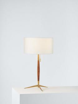 John Lewis Spindle Table Lamp, Walnut Stained Ash/Brass, Walnut/Brass
