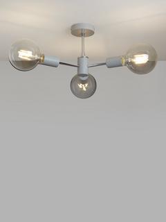 John Lewis Spoke 3 Arm Semi Flush Ceiling Light, Grey/Chrome