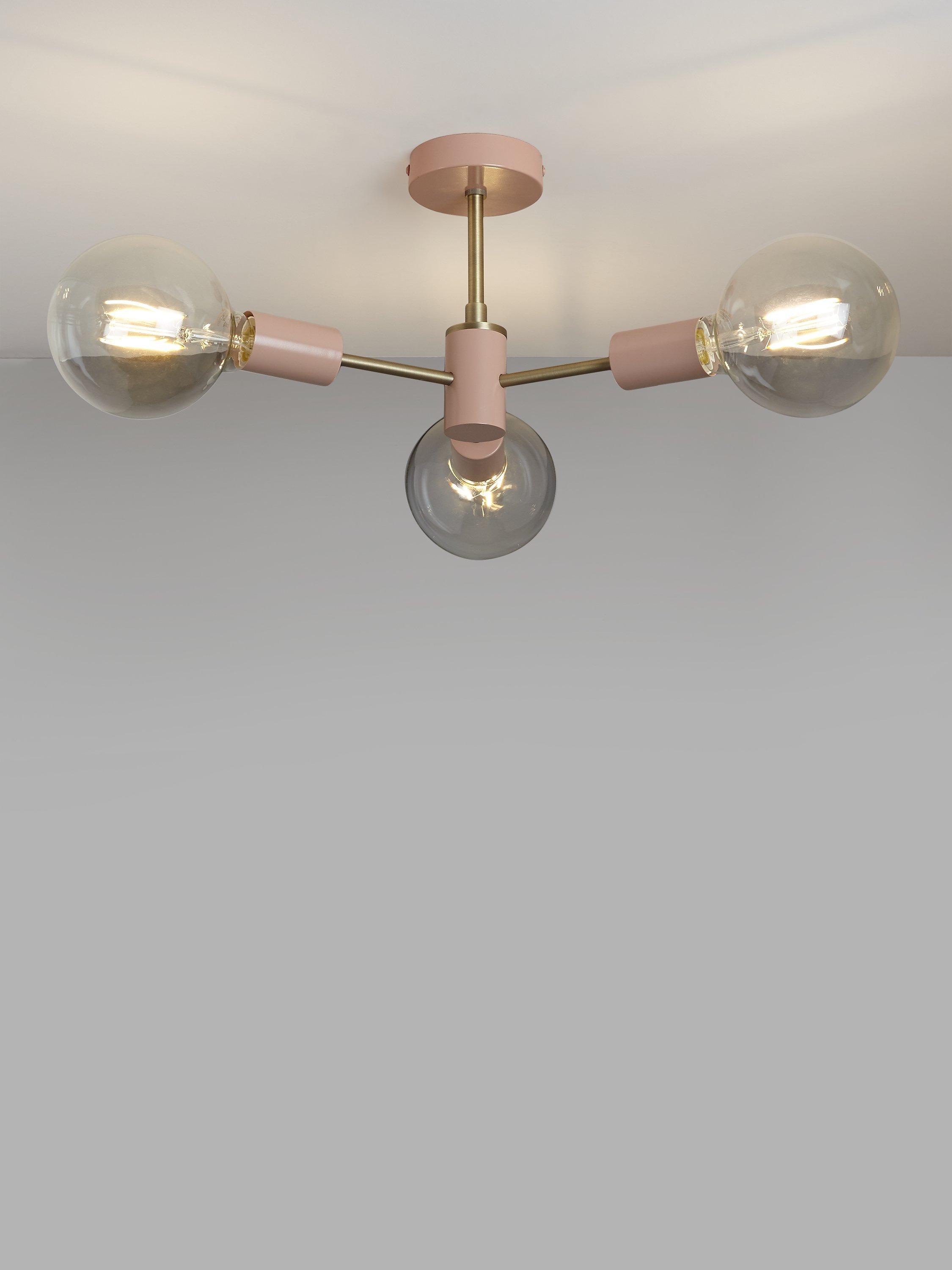 ANYDAY John Lewis Partners Spoke 3 Arm Semi Flush Ceiling Light Pink Brass