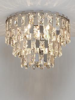John Lewis Waterfall Crystal Semi Flush Ceiling Light, Clear/Chrome, Clear/Chrome