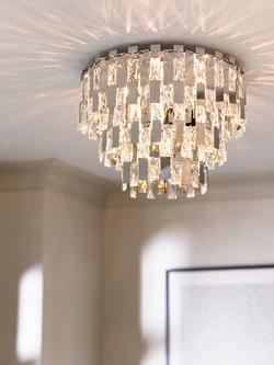 John Lewis Waterfall Crystal Semi Flush Ceiling Light, Clear/Chrome - view 2, Clear/Chrome