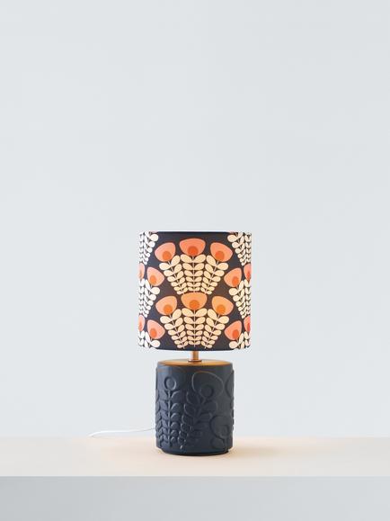 Orla Kiely Pink Stem Ceramic Table Lamp, Navy/Pink, Navy/Pink