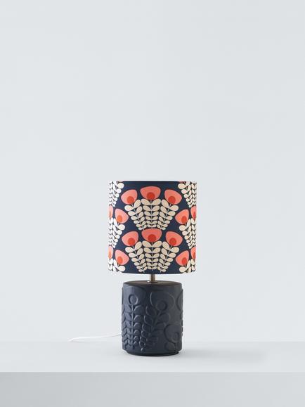 Orla Kiely Pink Stem Ceramic Table Lamp, Navy/Pink - view 2, Navy/Pink