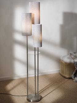 John Lewis Cluster Trio Shelf Floor Lamp - view 2, Brushed Steel
