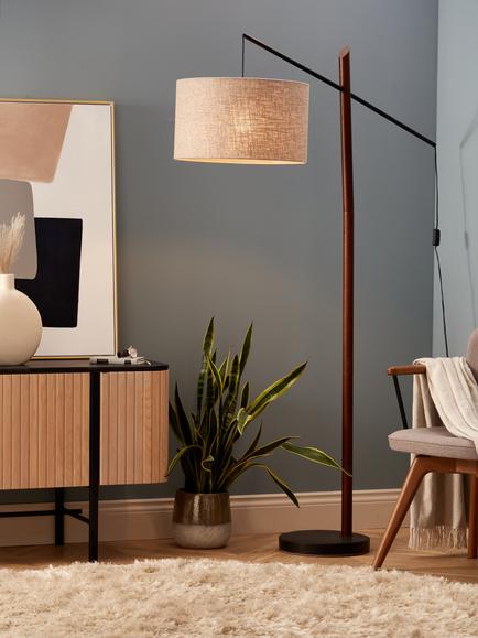 John Lewis Fishing Rod Floor Lamp, Walnut - view 2, Walnut
