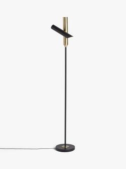 John Lewis Swivel LED Uplighter Floor Lamp - view 2, Black/Brass