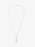 Lido Pearls Cubic Zirconia and Freshwater Pearl Infinity Pendant Necklace, Silver/White