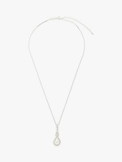 Lido Pearls Cubic Zirconia and Freshwater Pearl Infinity Pendant Necklace, Silver/White - view 2, Silver/White