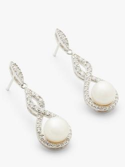 Lido Infinity Freshwater Pearl Drop Earrings, Silver/White, Silver/White