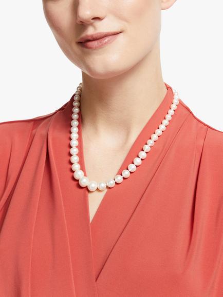 Lido Pearls Graduating Freshwater Pearl Necklace, White - view 2, White
