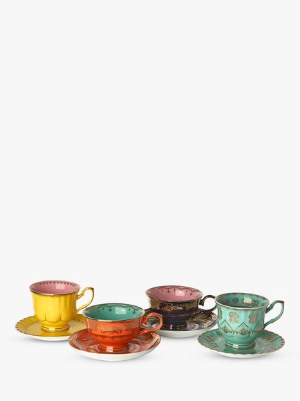 pols potten Grandpa Cup and Saucer Tea Set, Set of 4, 220ml, Multi
