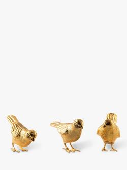 pols potten Sparrow Ornaments, Set of 3, Gold, Gold