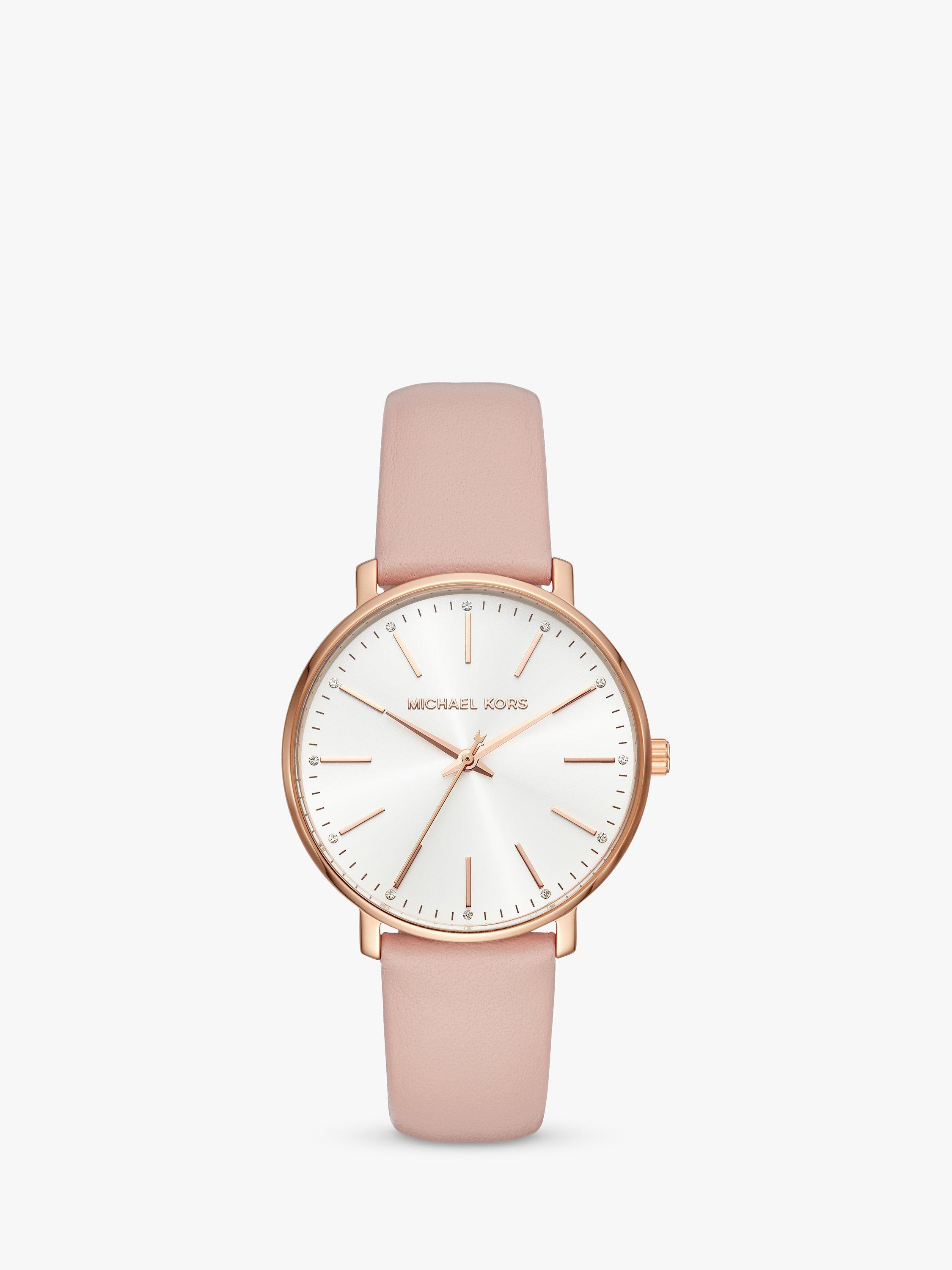 Michael Kors Women's Pyper Leather Strap Watch, Pink MK2741