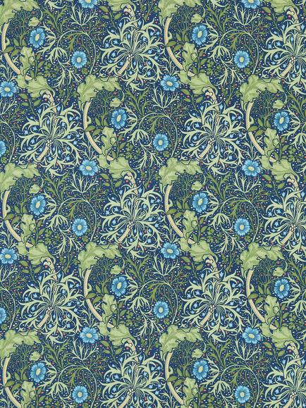 Morris & Co. Seaweed Furnishing Fabric, Cobalt/Thyme