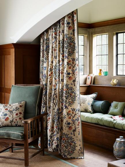 Morris & Co. Kelmscott Tree Furnishing Fabric - view 2, Russett/Forest