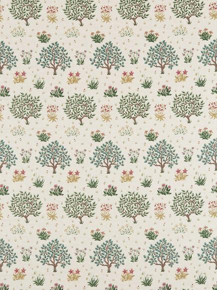 Morris & Co. Orchard Furnishing Fabric, Bayleaf/Rose