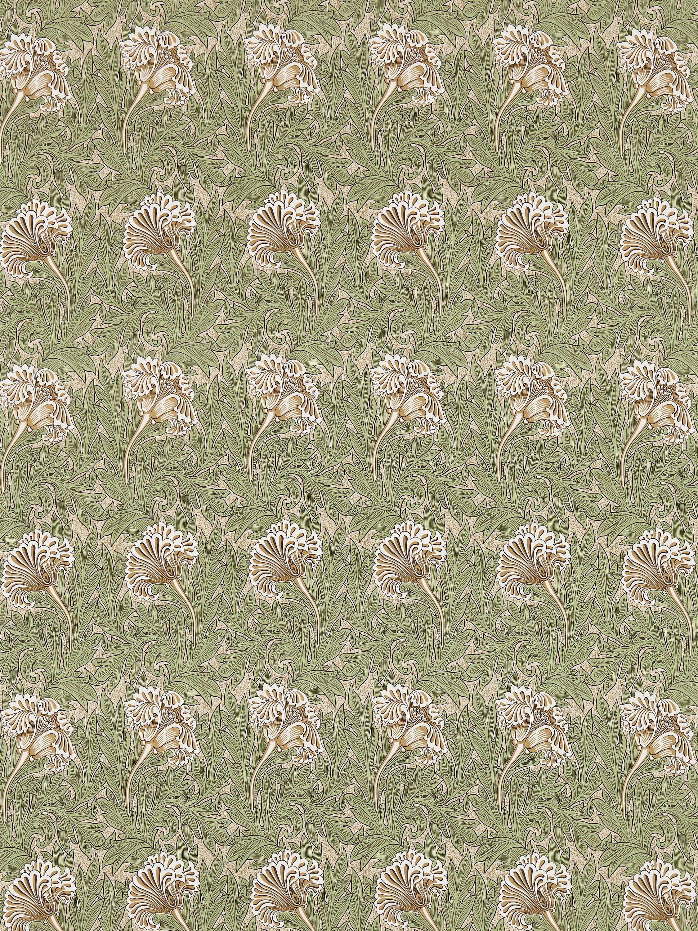 Morris & Co. Tulip Furnishing Fabric, Artichoke/Gold