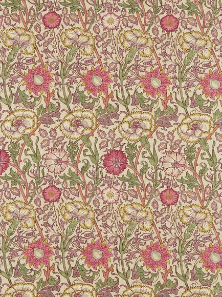 Morris & Co. Pink and Rose Furnishing Fabric, Manilla/Wine