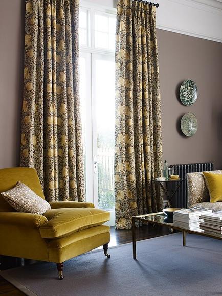 Morris & Co. Pimpernel Print Furnishing Fabric - view 2, Bullrush/Slate