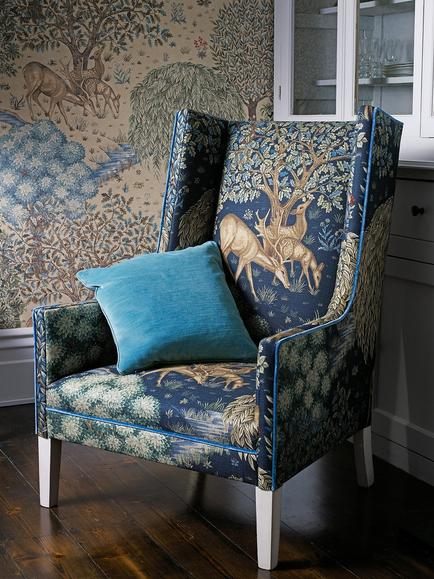 Morris & Co. The Brook Tapestry Furnishing Fabric - view 2, Blue