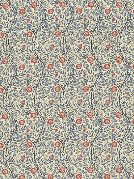Morris & Co. Sweet Briar Furnishing Fabric, Indigo/Red