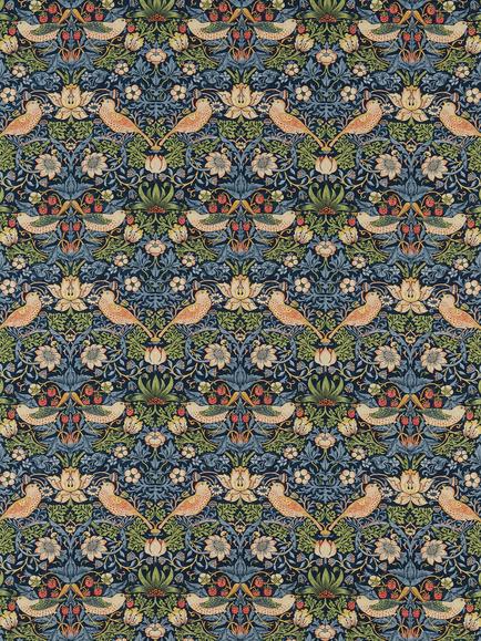 Morris & Co. Strawberry Thief Furnishing Fabric, Indigo/Mineral
