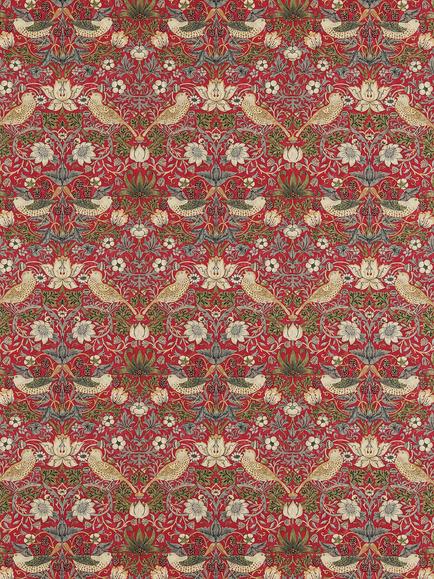 Morris & Co. Strawberry Thief Furnishing Fabric, Crimson/Slate