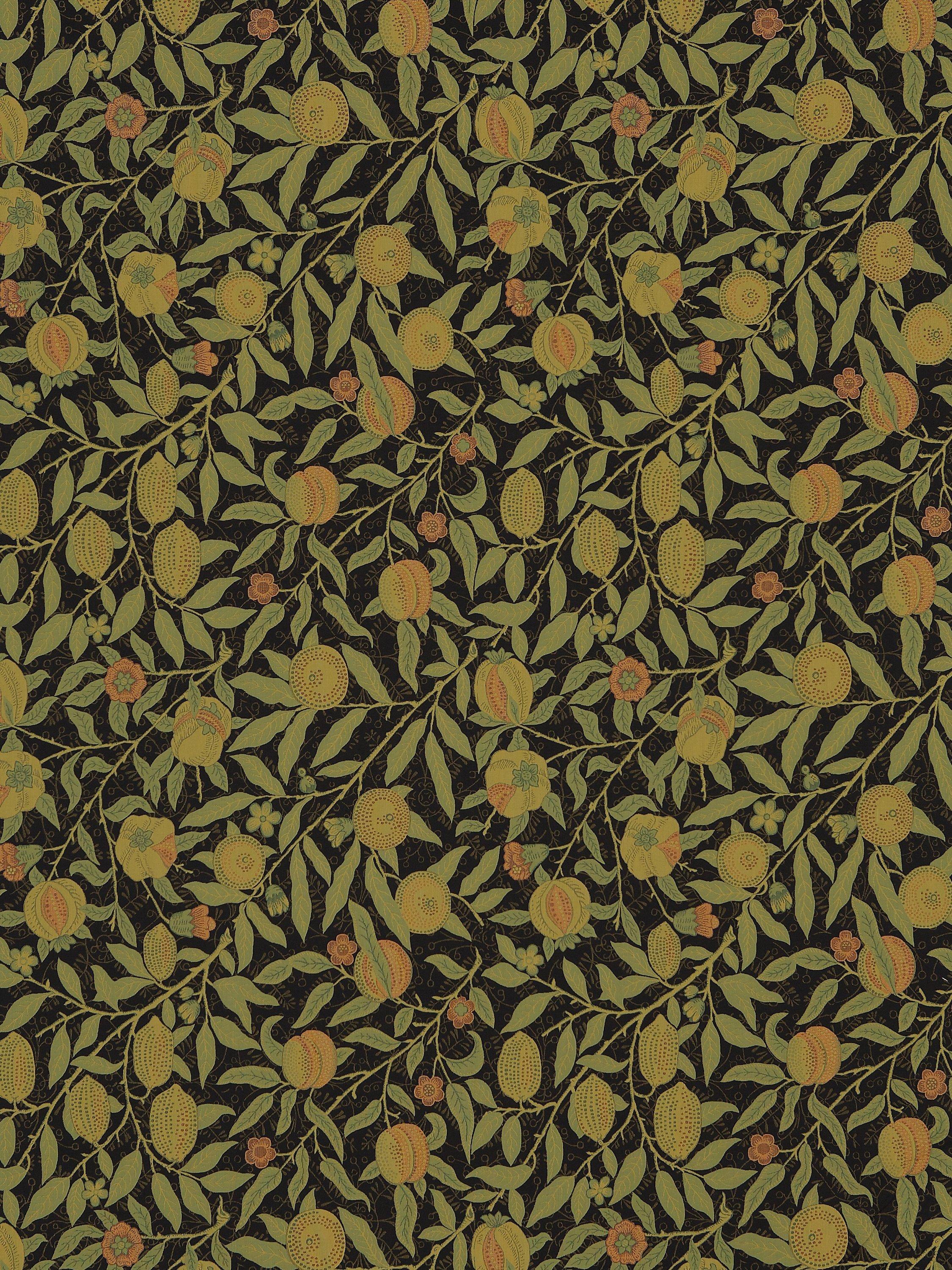 Morris & Co. Fruit Furnishing Fabric, Black/Claret