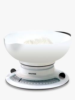 Salter Aqua Weigh Mechanical Kitchen Scale & Bowl, 4kg, White/Black