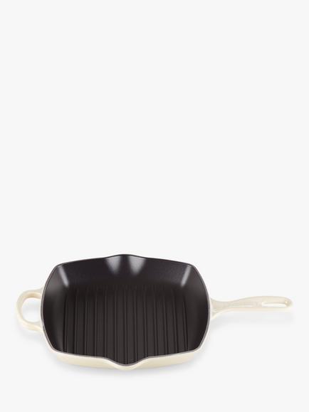 Le Creuset Cast Iron Signature Square Grillit, 26cm, Meringue