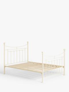 Wrought Iron And Brass Bed Co. Lily Iron Non Sprung Slatted Platform Top Bed Frame, Double, Cream