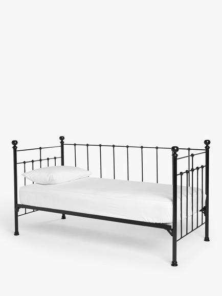 Wrought Iron And Brass Bed Co. Sophie Iron Day Bed Frame, Single, Black