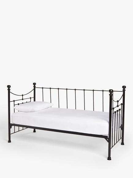 Wrought Iron And Brass Bed Co. Lily Iron Day Bed Frame, Single, Black