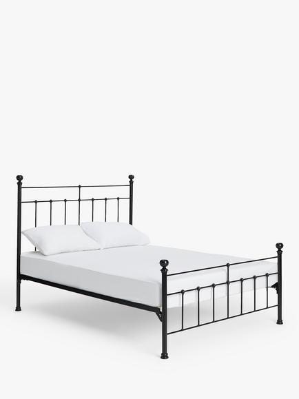 Wrought Iron And Brass Bed Co. Sophie Iron Bed Frame, Double, Black