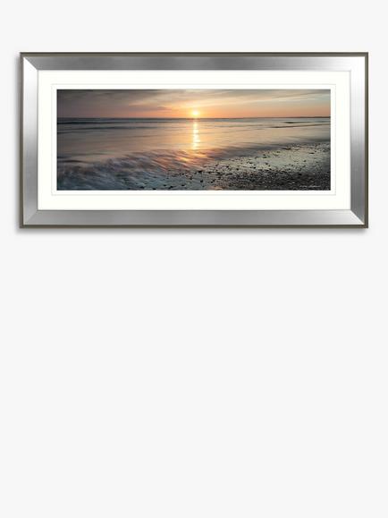 John Lewis Mike Shepherd 'Ebb & Flow' Embellished Framed Print & Mount, 55 x 110cm, Orange/Multi, Orange/Multi