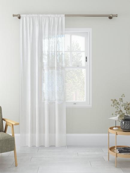 John Lewis Stitched Stripe Voile Fabric, White, White