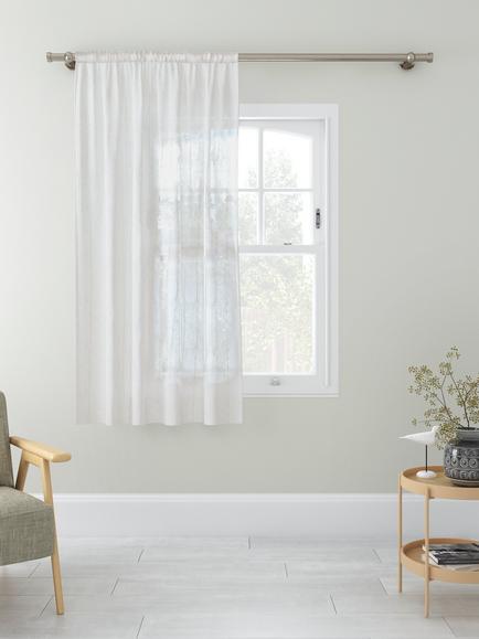 John Lewis Stitched Stripe Voile Fabric, White - view 2, White