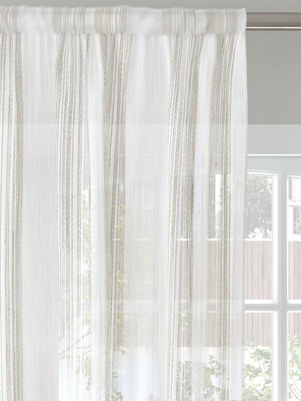 John Lewis Fine Stripe Voile Fabric, Natural, Natural