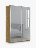 John Lewis Elstra 150cm Wardrobe with Mirrored Sliding Doors, Mirror/Bianco Oak