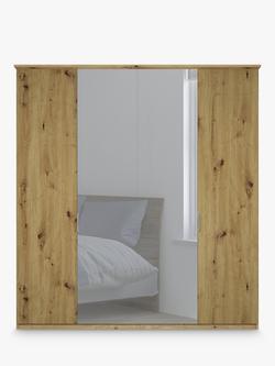 John Lewis Elstra 200cm Mirrored 4 Hinged Doors Wardrobe - view 2, Bianco Oak/Mirror