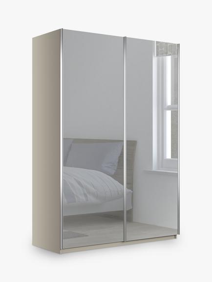 John Lewis Elstra 150cm Wardrobe with Mirrored Sliding Doors, Pebble Grey