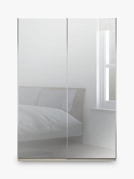 John Lewis Elstra 150cm Wardrobe with Mirrored Sliding Doors - view 2, Pebble Grey