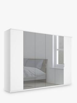 John Lewis Elstra 300cm Mirrored 6 Hinged Doors Wardrobe, White/Mirror