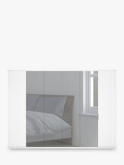 John Lewis Elstra 300cm Mirrored 6 Hinged Doors Wardrobe - view 2, White/Mirror