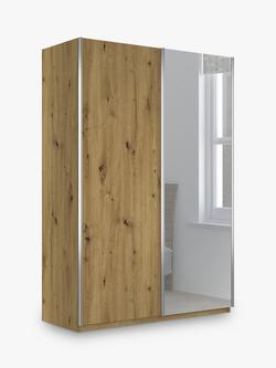 John Lewis Elstra 150cm Wardrobe Mirrored Sliding Door, Bianco Oak/Mirror