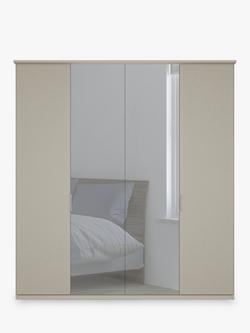 John Lewis Elstra 200cm Mirrored 4 Hinged Doors Wardrobe - view 2, Pebble Grey/Mirror