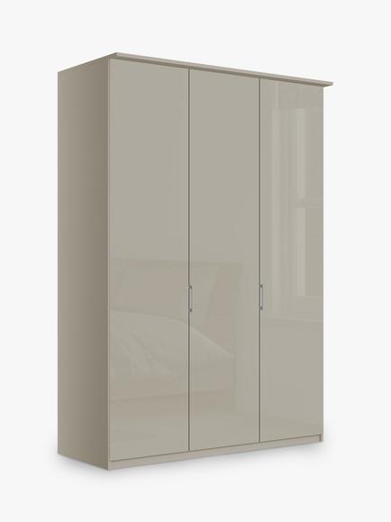 John Lewis Elstra 150cm Wardrobe with Glass Hinged Doors, Grey Glass/Pebble Grey