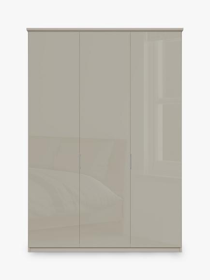 John Lewis Elstra 150cm Wardrobe with Glass Hinged Doors - view 2, Grey Glass/Pebble Grey