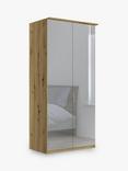 John Lewis Elstra 100cm Wardrobe with Mirrored Hinged Doors, Mirror/Bianco Oak