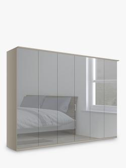 John Lewis Elstra 300cm Wardrobe with Mirrored Hinged Doors, Mirror/Pebble Grey